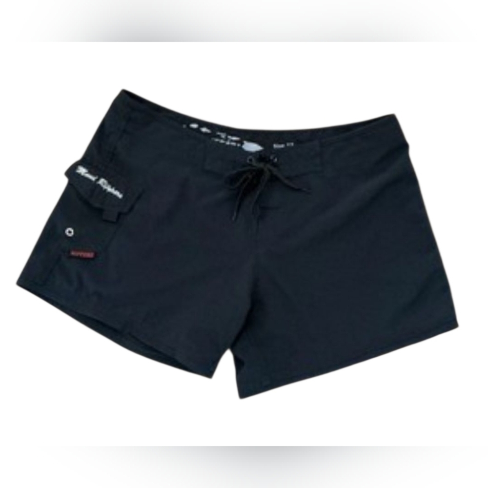 Maui Rippers Black  Board Shorts  Black Cargo Beach Surf Hawaii Womens Size 8